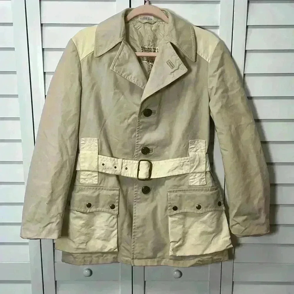 Vintage Bonds Fifth Avenue Belted Jacket Khaki & Cream
